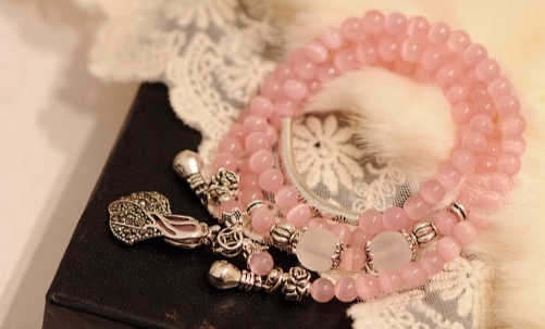 Tibetan 108 Beads Rose Quartz Cat's Eye Wealth Prosperity Bracelet