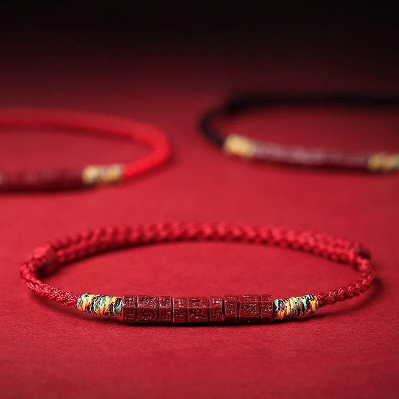 Tibetan Buddhist Handmade Mani Mantra Lucky Red String Bracelet