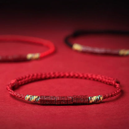 Tibetan Buddhist Handmade Mani Mantra Lucky Red String Bracelet