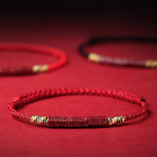 Tibetan Buddhist Handmade Mani Mantra Lucky Red String Bracelet
