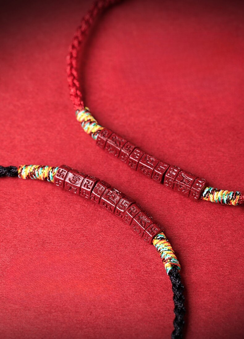 Tibetan Buddhist Handmade Mani Mantra Lucky Red String Bracelet