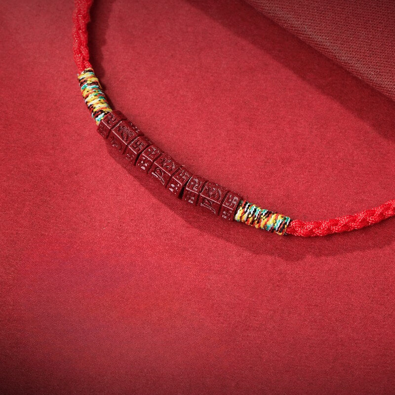 Tibetan Buddhist Handmade Mani Mantra Lucky Red String Bracelet