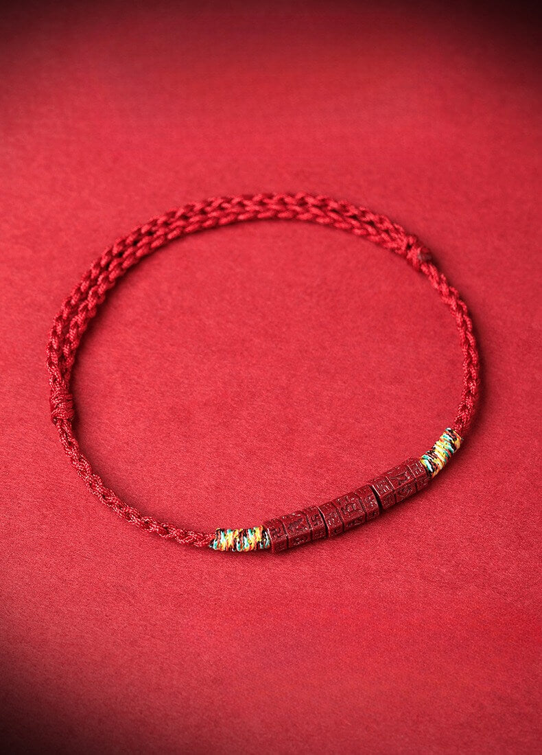 Tibetan Buddhist Handmade Mani Mantra Lucky Red String Bracelet