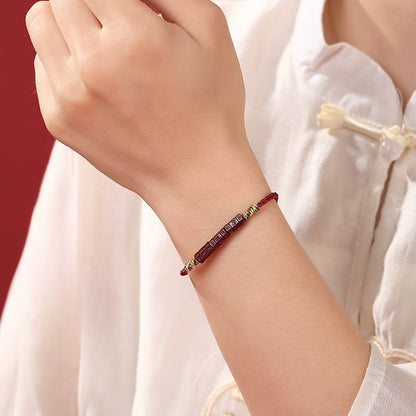 Tibetan Buddhist Handmade Mani Mantra Lucky Red String Bracelet