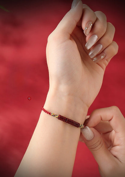 Tibetan Buddhist Handmade Mani Mantra Lucky Red String Bracelet