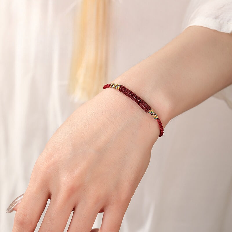 Tibetan Buddhist Handmade Mani Mantra Lucky Red String Bracelet