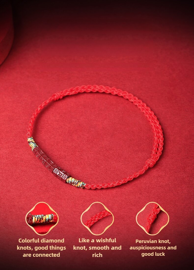 Tibetan Buddhist Handmade Mani Mantra Lucky Red String Bracelet