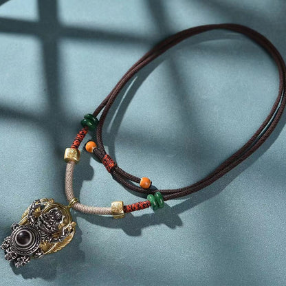 Tibetan Natural Agate Third Eye Dzi Bead Garuda Spiritual Protection Wisdom Pendant Necklace
