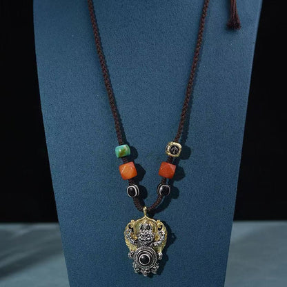 Tibetan Natural Agate Third Eye Dzi Bead Garuda Spiritual Protection Wisdom Pendant Necklace