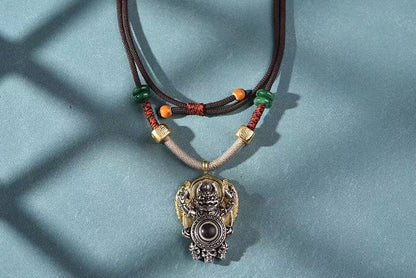 Tibetan Natural Agate Third Eye Dzi Bead Garuda Spiritual Protection Wisdom Pendant Necklace