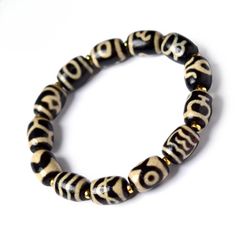 Tibetan Natural Agate Third Eye Dzi Bead Wealth & Prosperity Bracelet