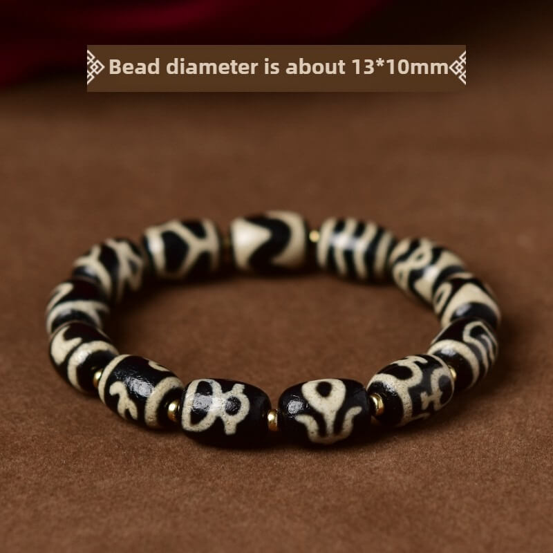 Tibetan Natural Agate Third Eye Dzi Bead Wealth & Prosperity Bracelet