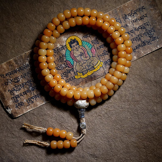 Tibetan 108 Beads Weathered Bodhi Beads Luck Mala Bracelet