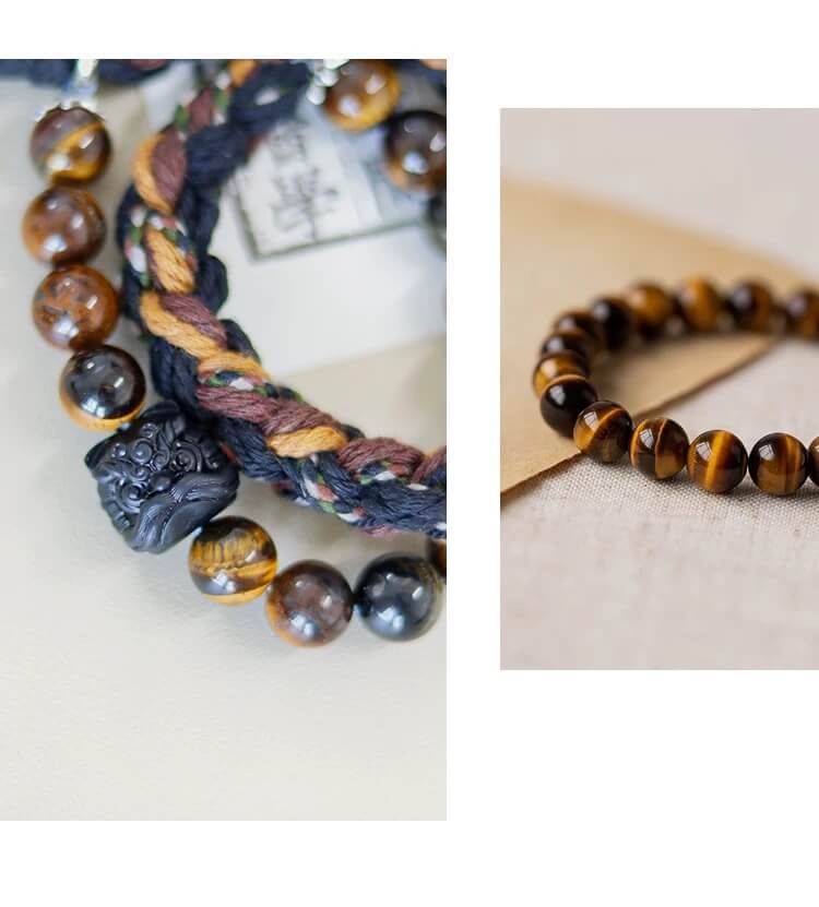 Tiger Eye Stone Tibetan Hand Rope - Courage - Strength - Prosperity