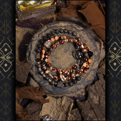 Tiger Eye Obsidian Volcanic Rock Protection Bracelet