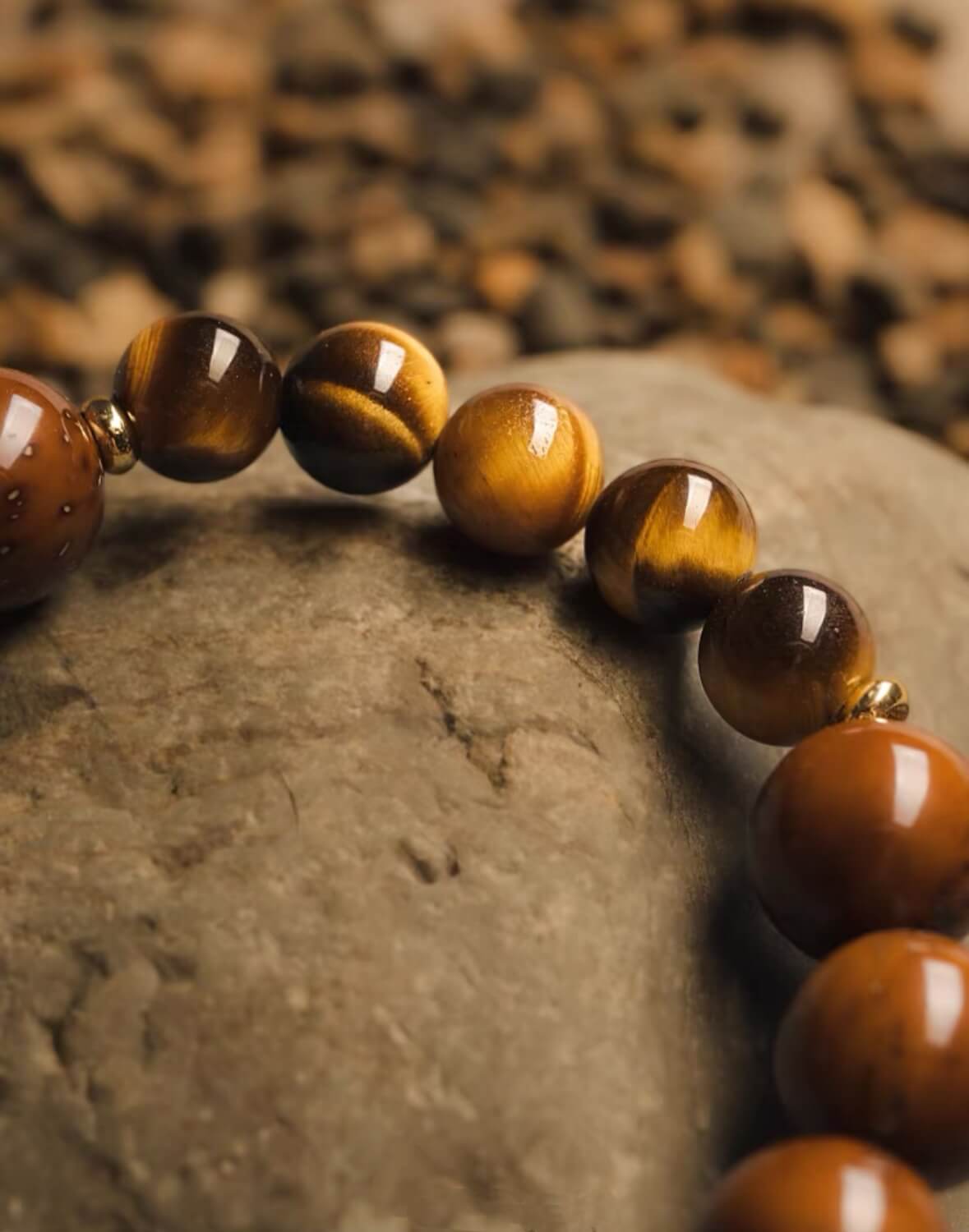 Tiger's Eye Purple Golden Rat Six-Path Wood Beaded Bracelet - Wealth Attraction · Protection