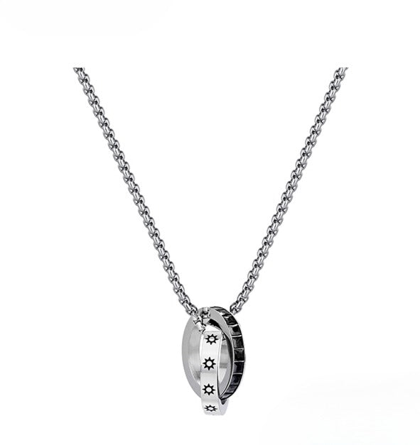 Zen Healing Titanium Steel Mobius Strip Sun Moon Couple Necklace