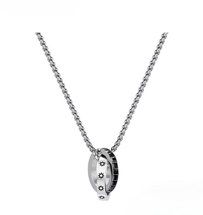 Zen Healing Titanium Steel Mobius Strip Sun Moon Couple Necklace