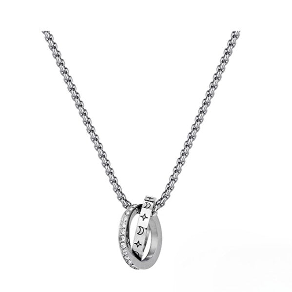 Zen Healing Titanium Steel Mobius Strip Sun Moon Couple Necklace