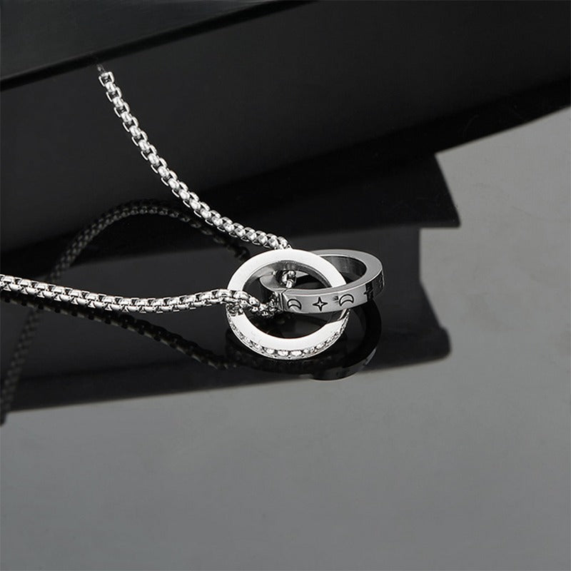 Zen Healing Titanium Steel Mobius Strip Sun Moon Couple Necklace