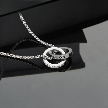 Zen Healing Titanium Steel Mobius Strip Sun Moon Couple Necklace