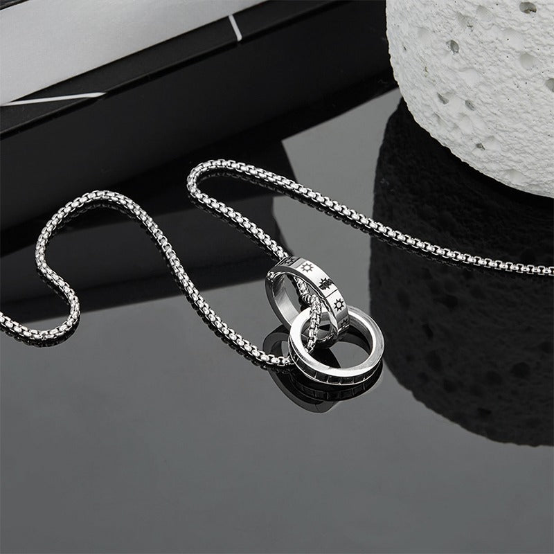 Zen Healing Titanium Steel Mobius Strip Sun Moon Couple Necklace