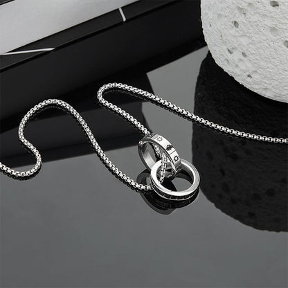 Zen Healing Titanium Steel Mobius Strip Sun Moon Couple Necklace