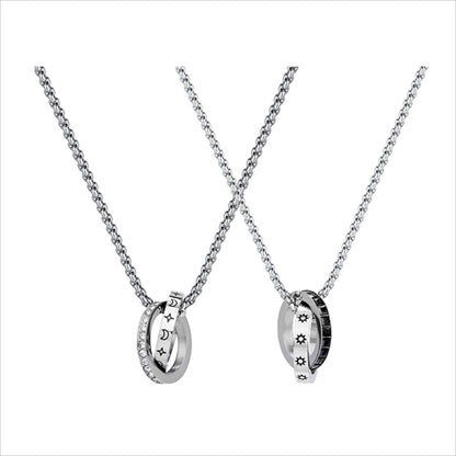 Zen Healing Titanium Steel Mobius Strip Sun Moon Couple Necklace