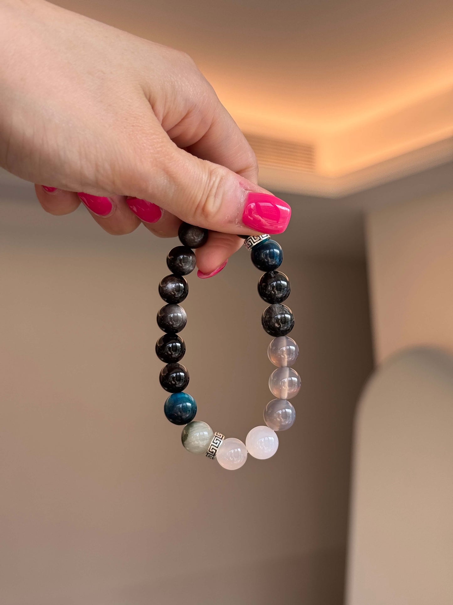 Triple Protection Bracelet - Silver Obsidian · Tiger's Eye · Black Rutilated Quartz