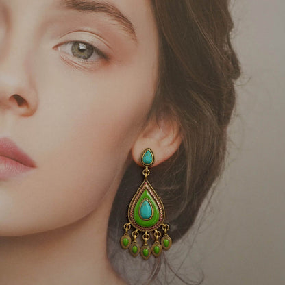 Turquoise Teardrop Tassel Earrings - Glamour · Success