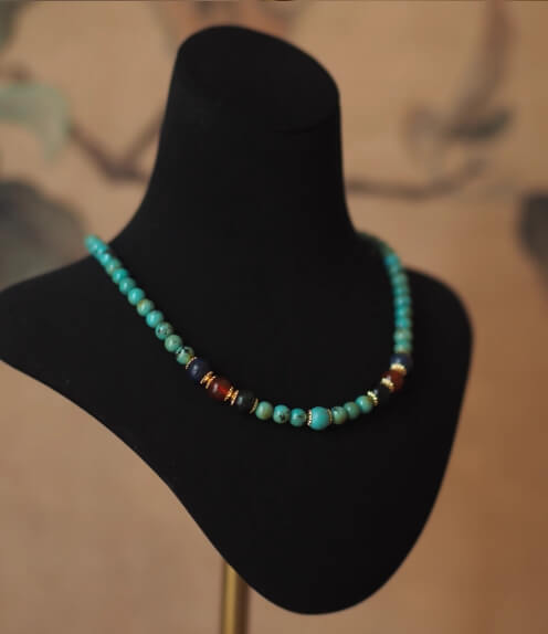 Collier vintage en agate turquoise - Harmonie • Guérison • Santé