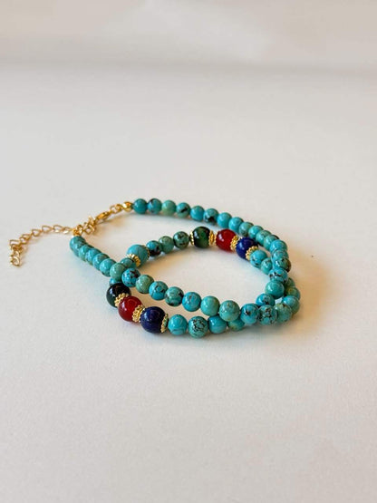Collier vintage en agate turquoise - Harmonie • Guérison • Santé