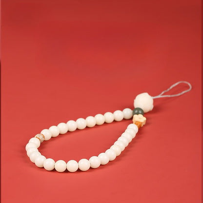 White Jade Bodhi Lucky Lotus Phone Charm