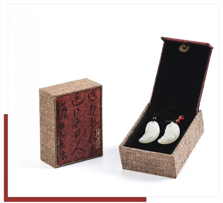 White Jade Couple Dragon Phoenix Love Pendant Gift
