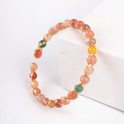 Bracelet en fil d'agate Yanyuan plaqué or 14 carats - Protection•Bien-être