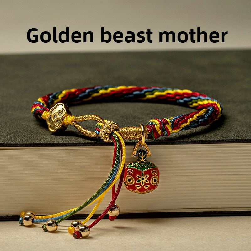 Year of the Snake  Five-Color Golden Beast String Bracelet