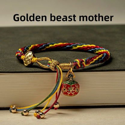 Year of the Snake  Five-Color Golden Beast String Bracelet