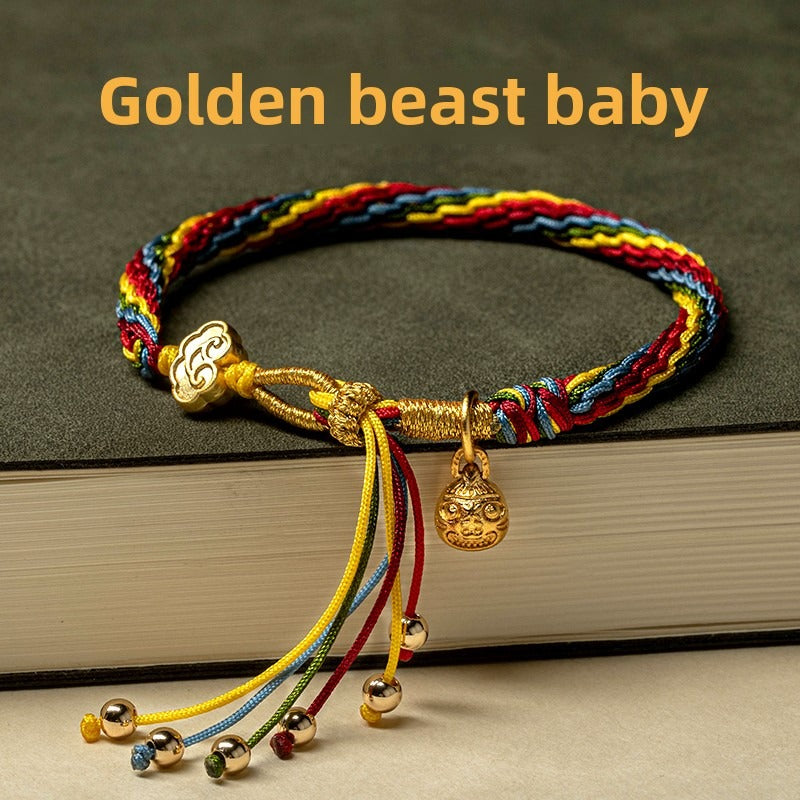 Year of the Snake  Five-Color Golden Beast String Bracelet