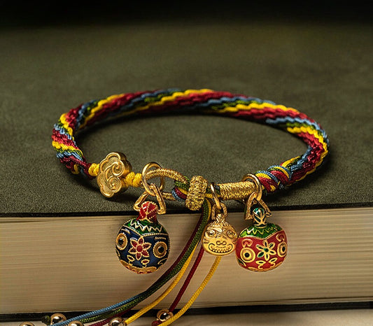 Year of the Snake  Five-Color Golden Beast String Bracelet