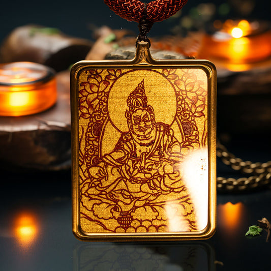 Yellow Jambhala, Samantabhadra, Four-Armed Avalokiteshvara Thangka Pendant Sketch