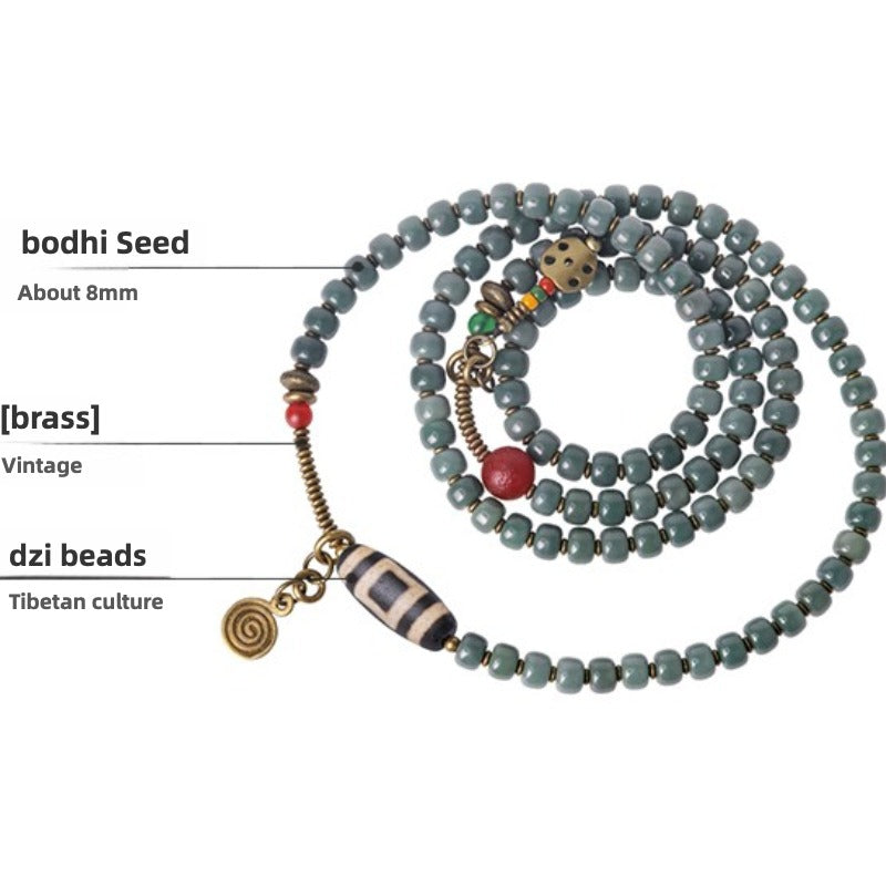 Zen Healing 108 Mala Beads Bodhi Seed Dzi Bead Wisdom BALANCE Bracelet & Necklace