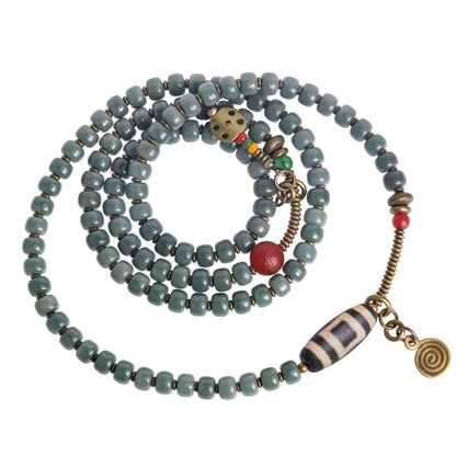 Zen Healing 108 Mala Beads Bodhi Seed Dzi Bead Wisdom BALANCE Bracelet & Necklace