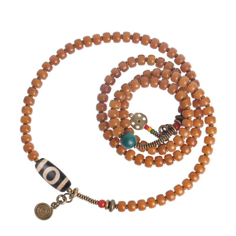 Zen Healing 108 Mala Beads Bodhi Seed Dzi Bead Wisdom Bracelet & Necklace