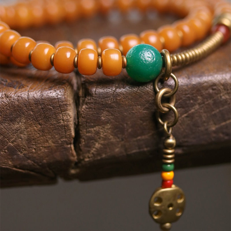 Zen Healing 108 Mala Beads Bodhi Seed Dzi Bead Wisdom Bracelet & Necklace