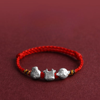 Zen Healing 2025 Chinese Zodiac 999 Silver Red String Protection Bracelet