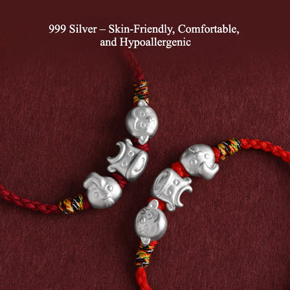 Zen Healing 2025 Chinese Zodiac 999 Silver Red String Protection Bracelet