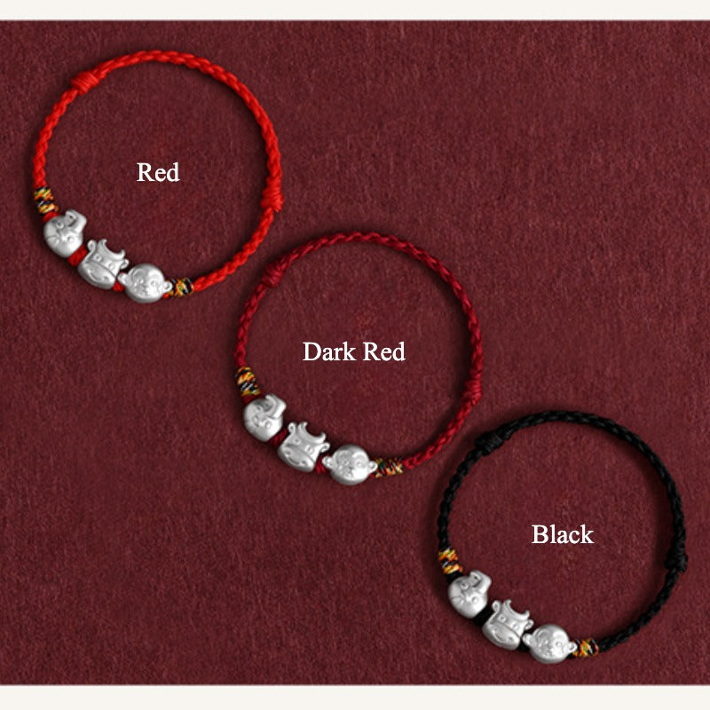 Zen Healing 2025 Chinese Zodiac 999 Silver Red String Protection Bracelet