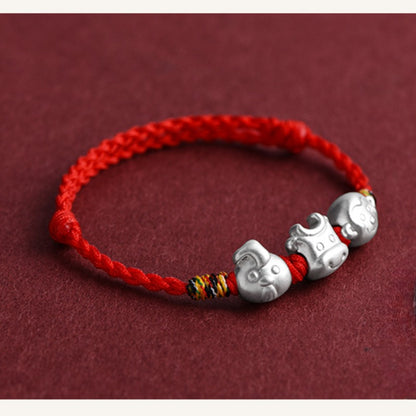 Zen Healing 2025 Chinese Zodiac 999 Silver Red String Protection Bracelet