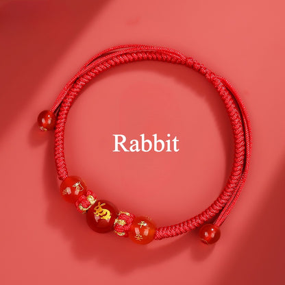 Zen Healing 2025 Chinese Zodiac Agate Protection Red String Bracelet