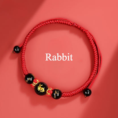 Zen Healing 2025 Chinese Zodiac Agate Protection Red String Bracelet